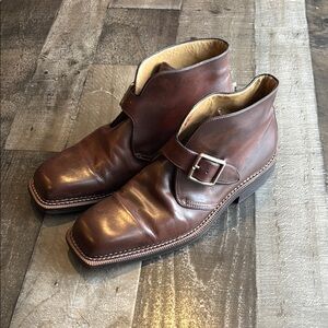 Brugnoli  handcrafted buckle front ankle boots